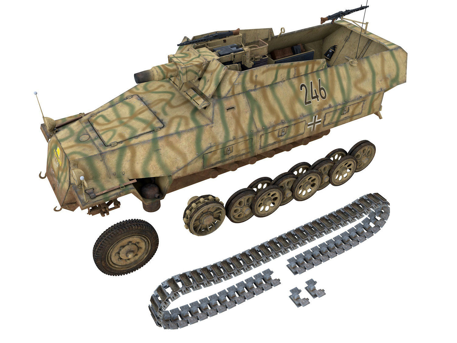 SDKFZ 251 - Ausf D - Stummel - 246 3D model_11