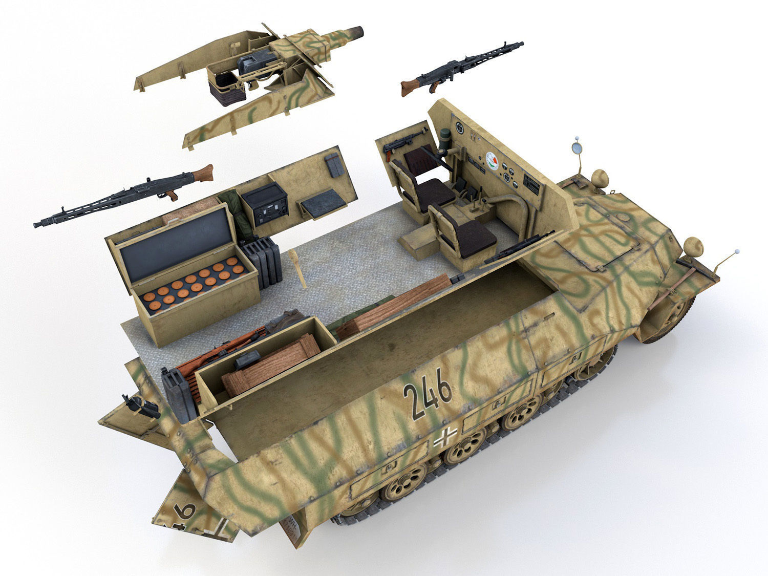 SDKFZ 251 - Ausf D - Stummel - 246 3D model_10