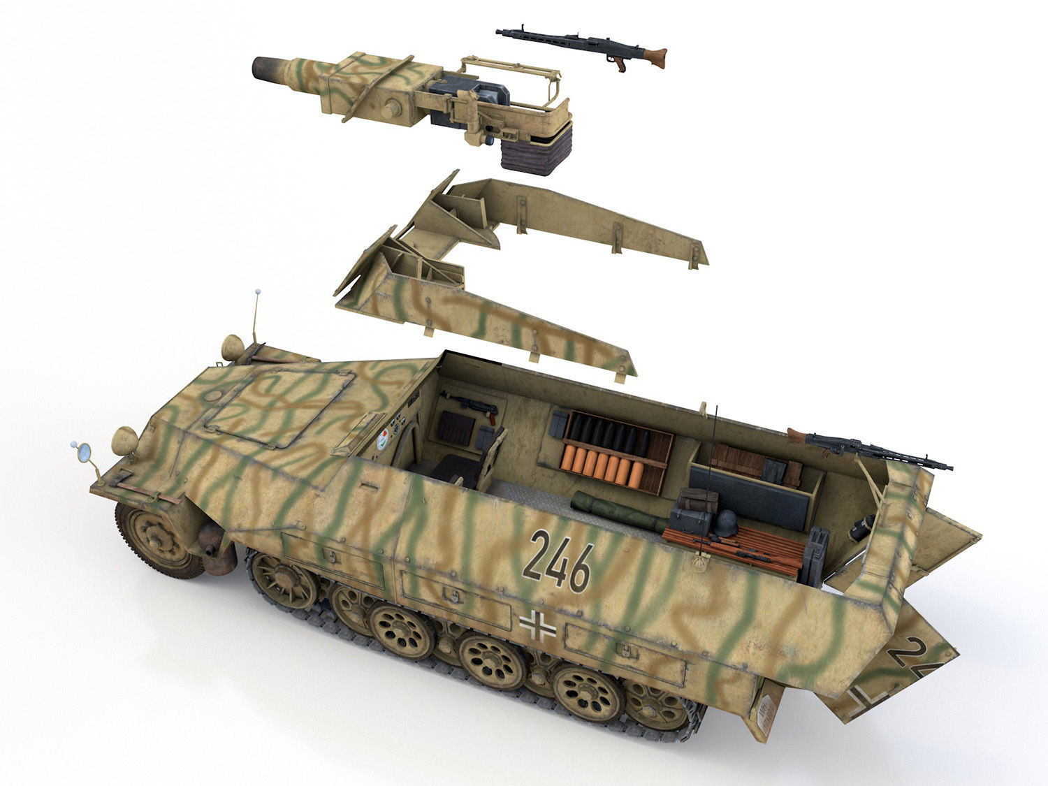 SDKFZ 251 - Ausf D - Stummel - 246 3D model_9