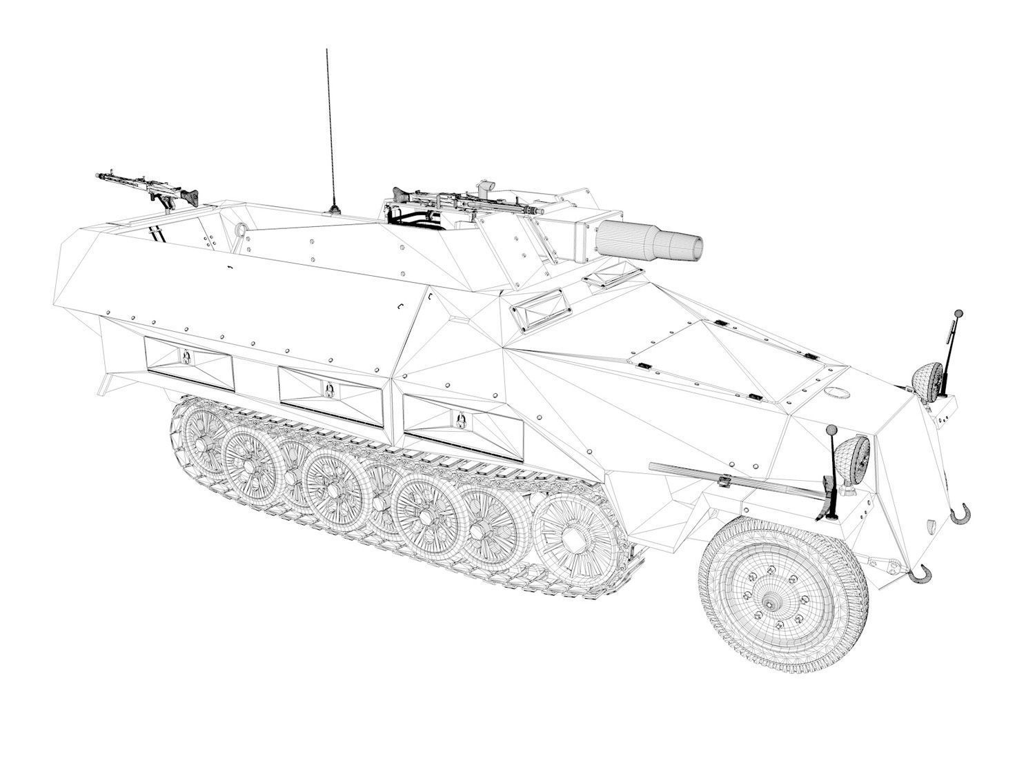 SDKFZ 251 - Ausf D - Stummel - 246 3D model_13