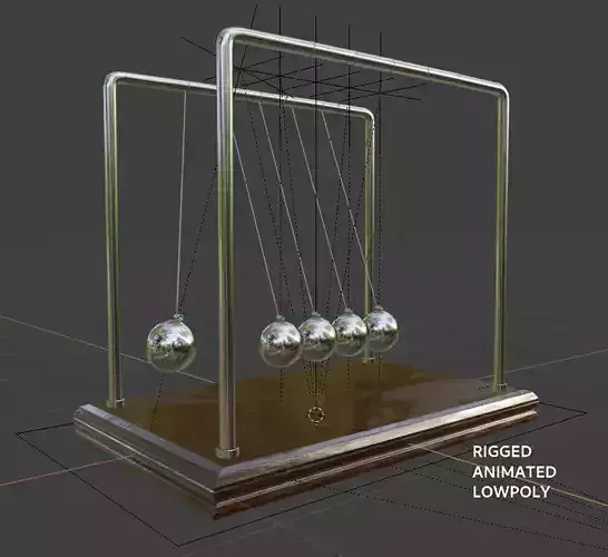Newtons Pendulum Cradle Ball Rigged Animated Lowpoly PBR Low-poly 3D model