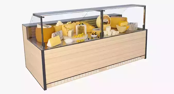 Supermarket display and variouse cheese