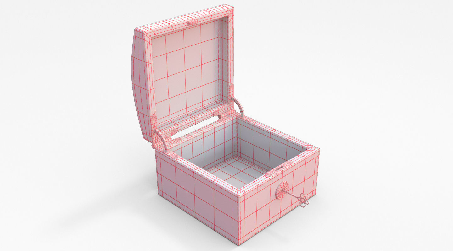 chest open wooden box Low-poly 3D model_7