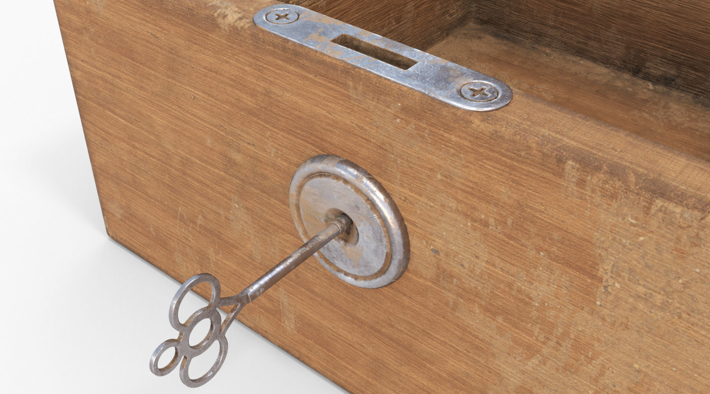 chest open wooden box Low-poly 3D model_3