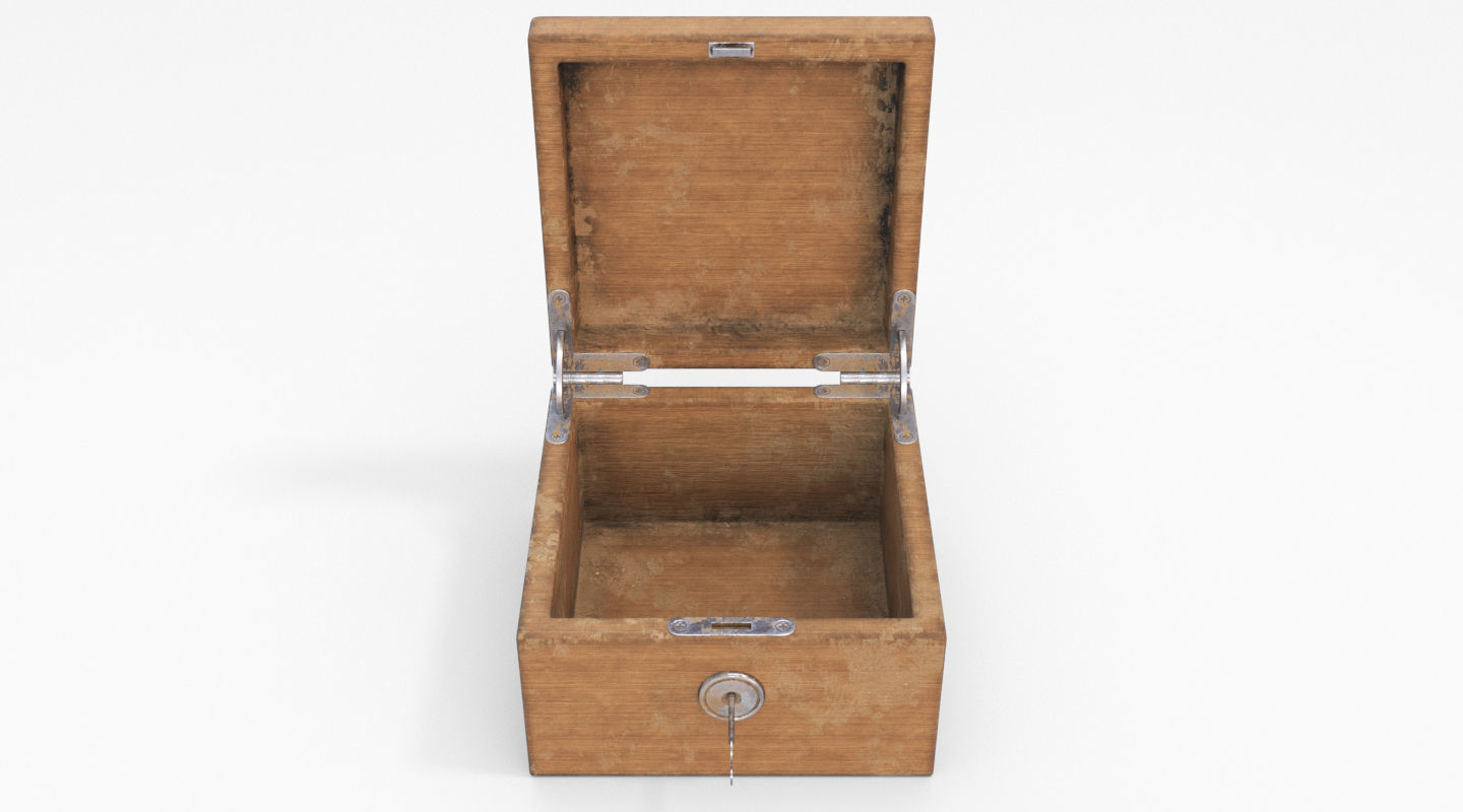chest open wooden box Low-poly 3D model_1