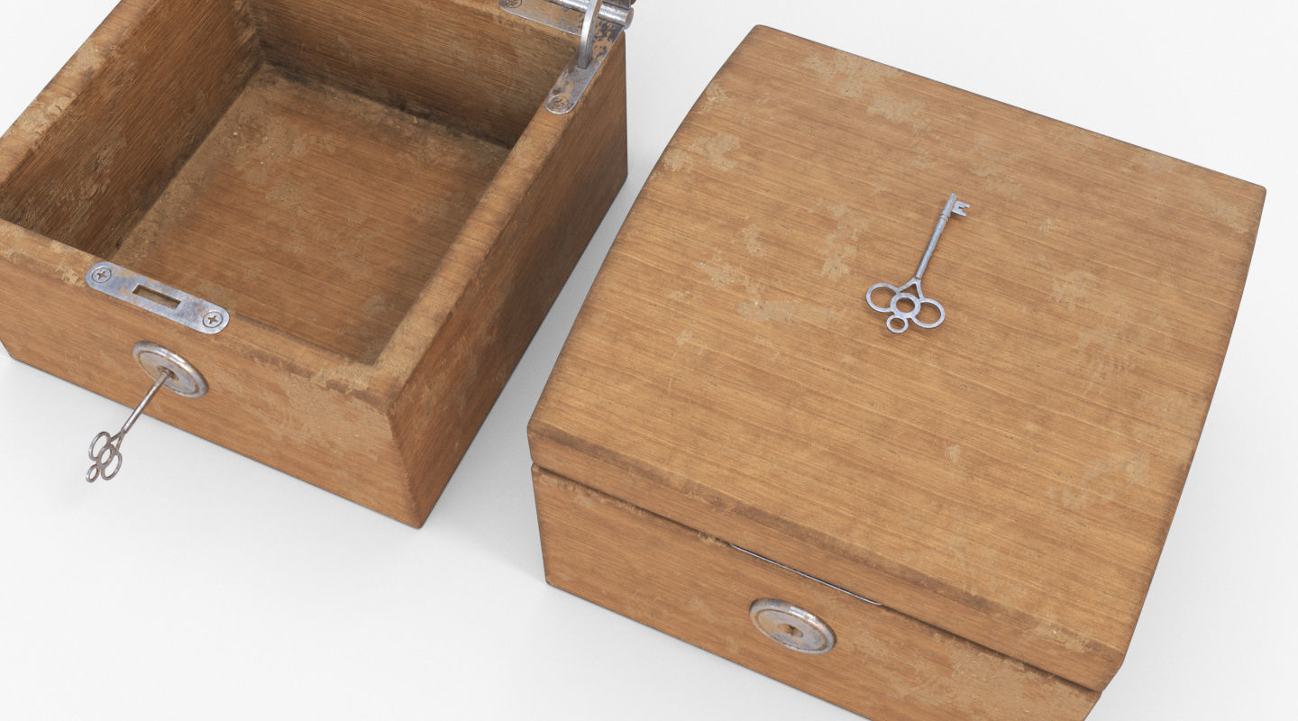 chest open wooden box Low-poly 3D model_4