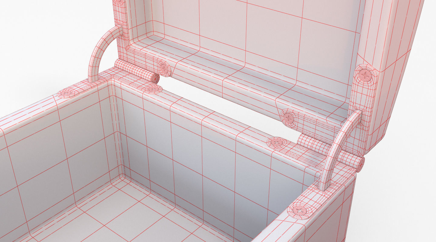 chest open wooden box Low-poly 3D model_9