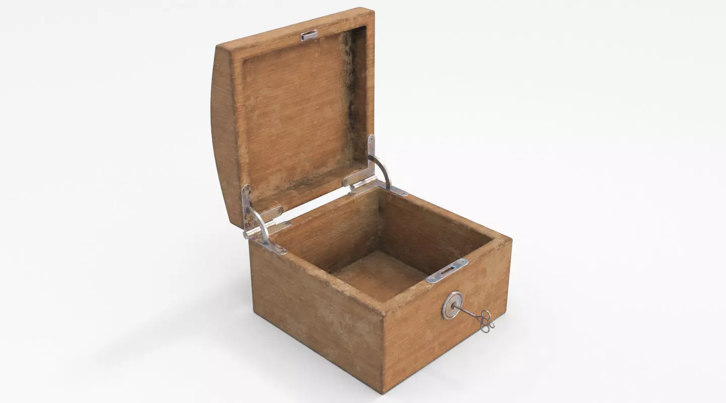 chest open wooden box Low-poly 3D model_0