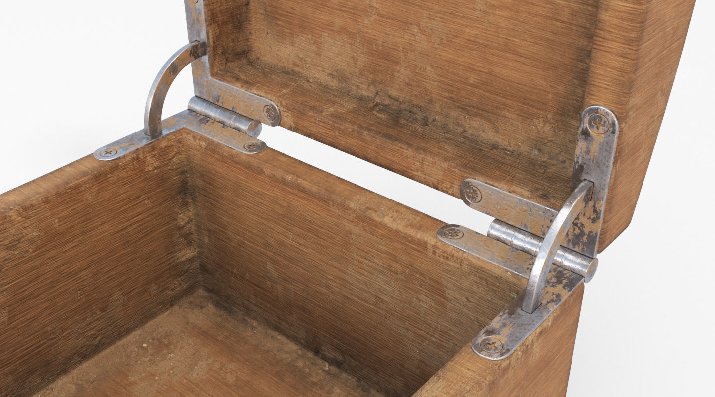 chest open wooden box Low-poly 3D model_2