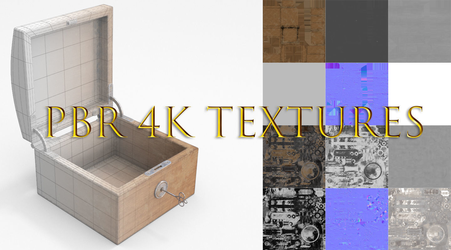 chest open wooden box Low-poly 3D model_6