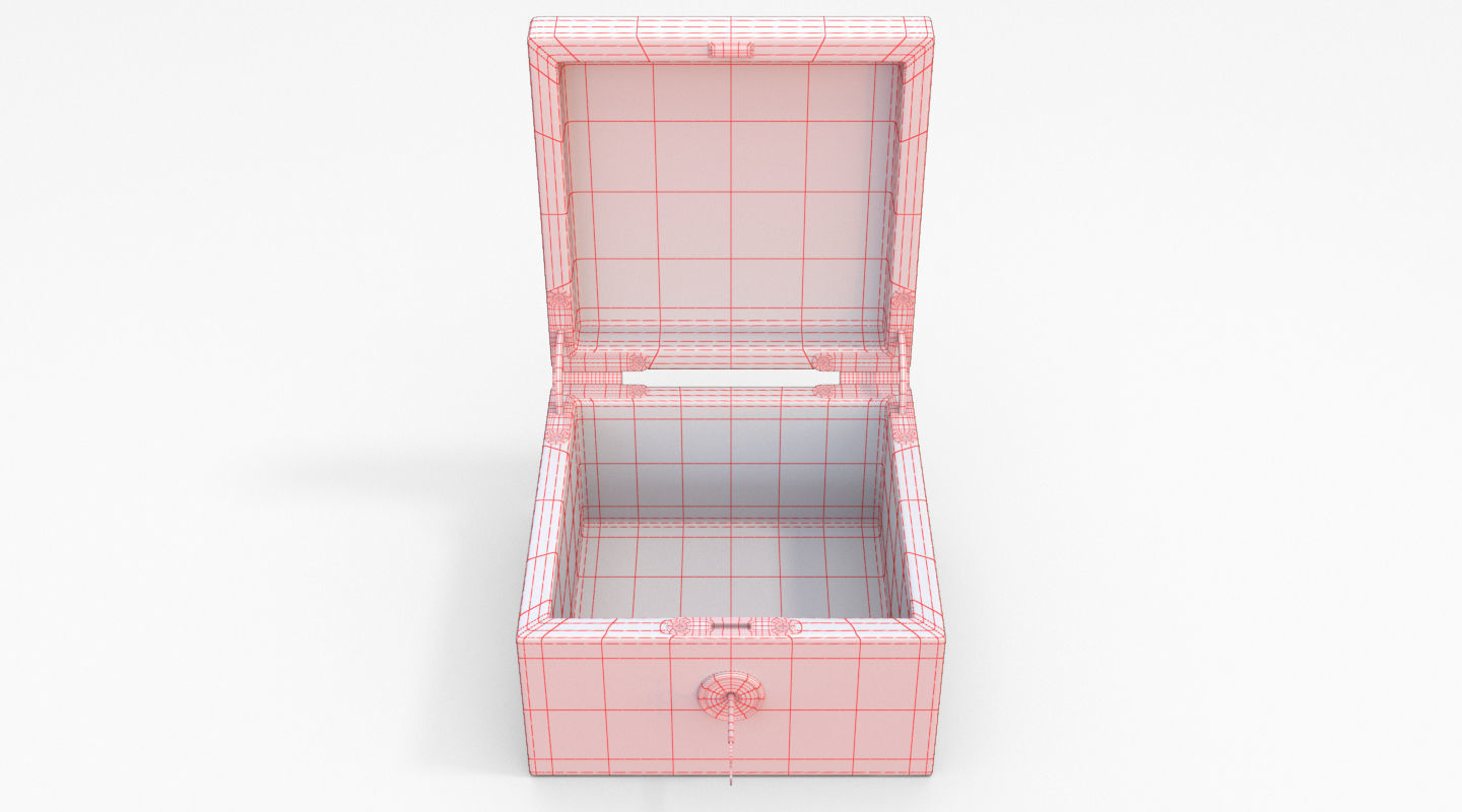 chest open wooden box Low-poly 3D model_8