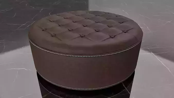 Round Leather Ottoman Footrest