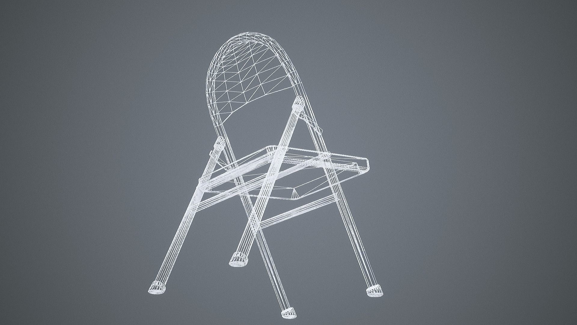 Folding Chair Low-poly 3D model_28