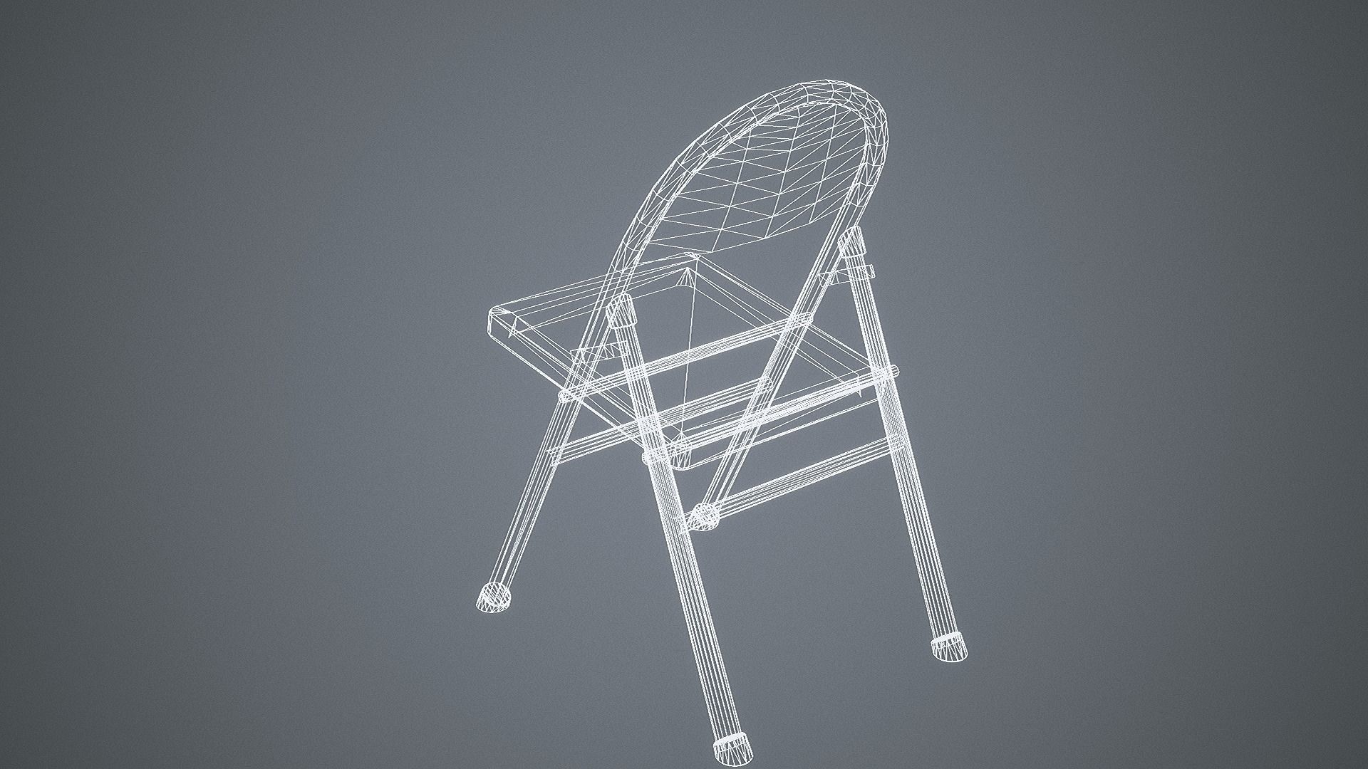 Folding Chair Low-poly 3D model_20