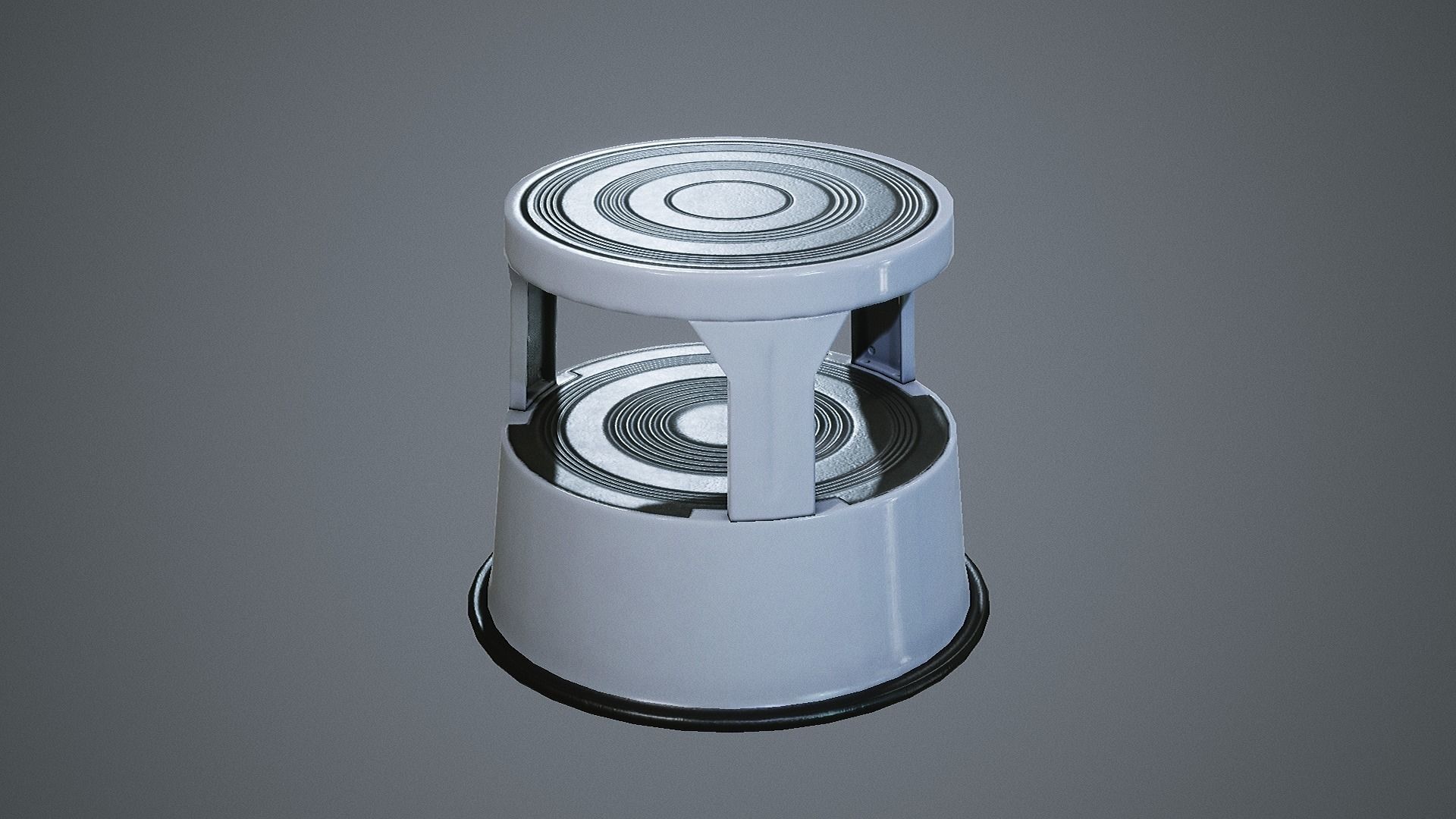 Rolling Stool Step Ladder Low-poly 3D model_5