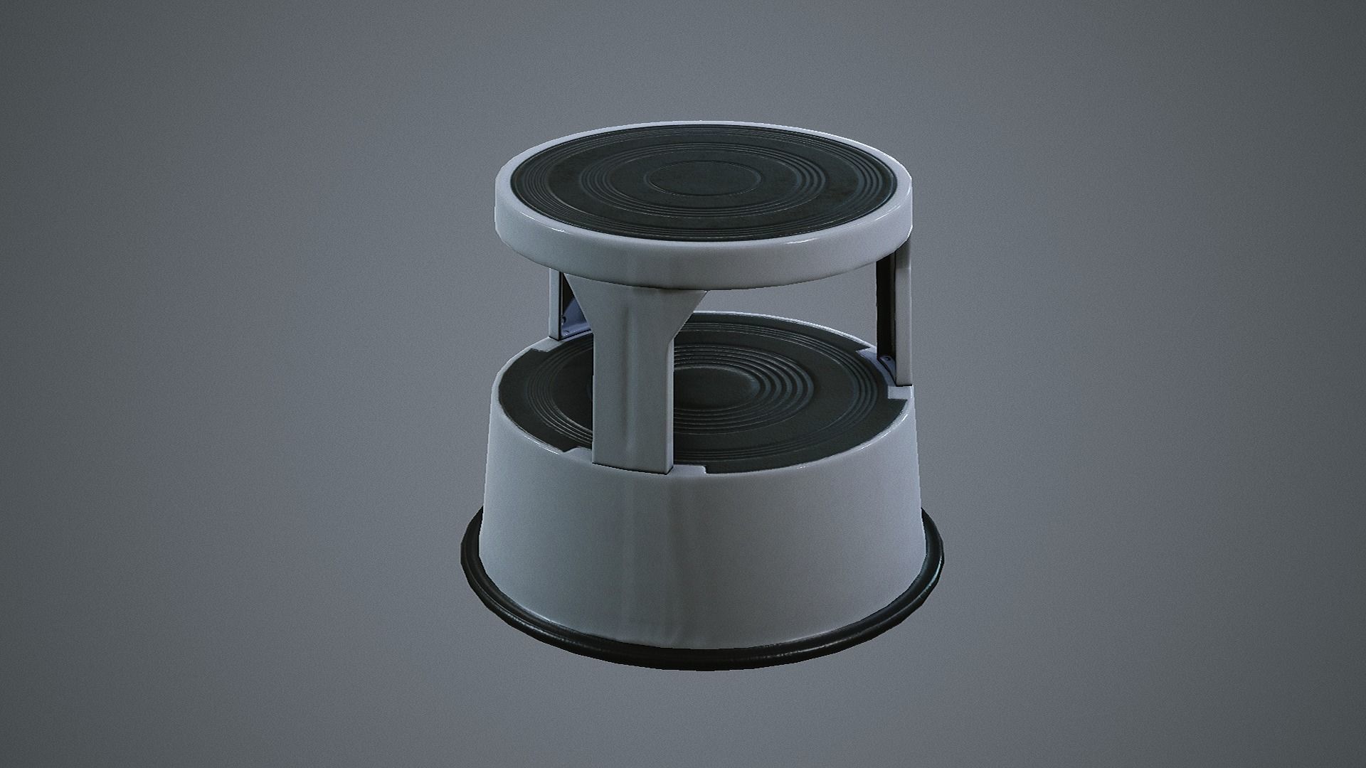 Rolling Stool Step Ladder Low-poly 3D model_4