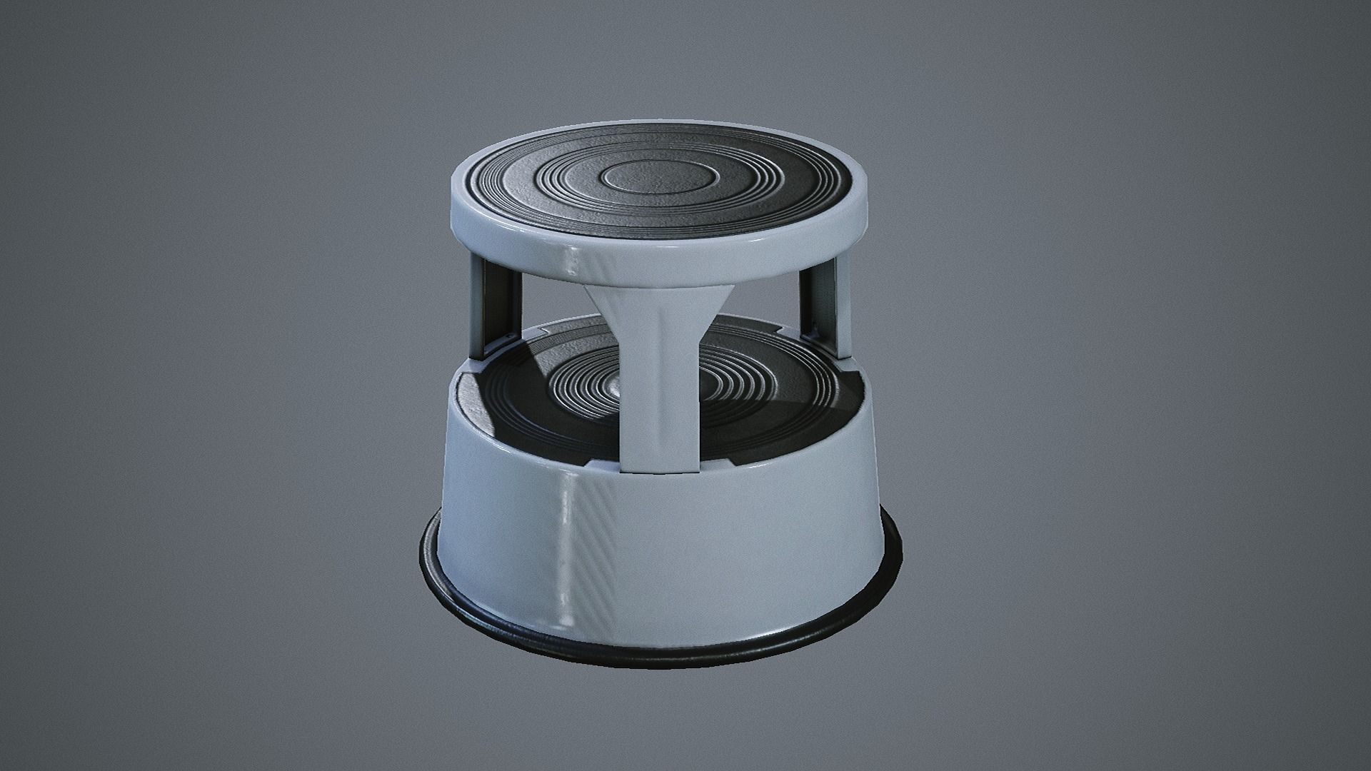 Rolling Stool Step Ladder Low-poly 3D model_2