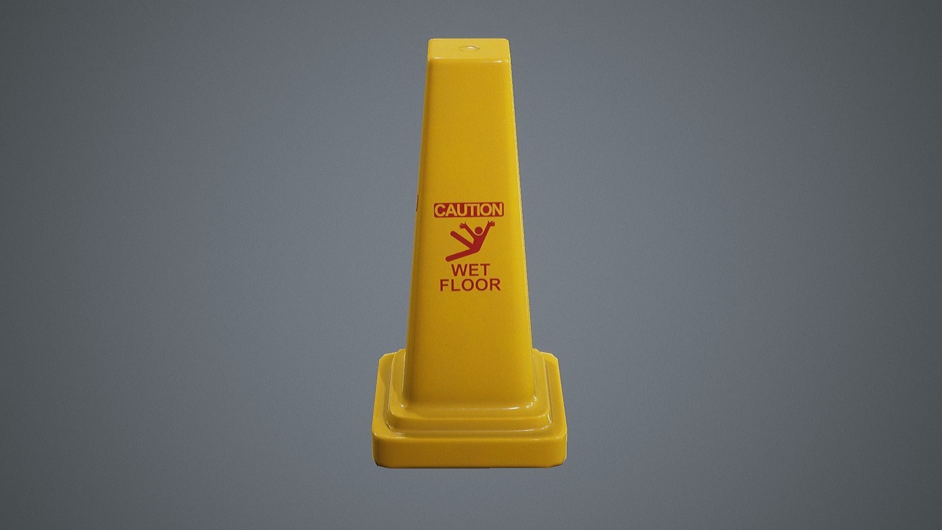 Triangular Wet Floor Sign  Low-poly 3D model_1