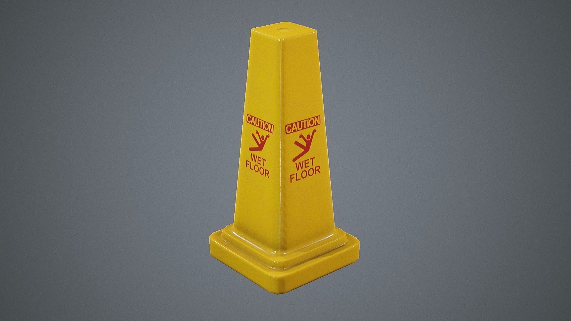 Triangular Wet Floor Sign  Low-poly 3D model_6