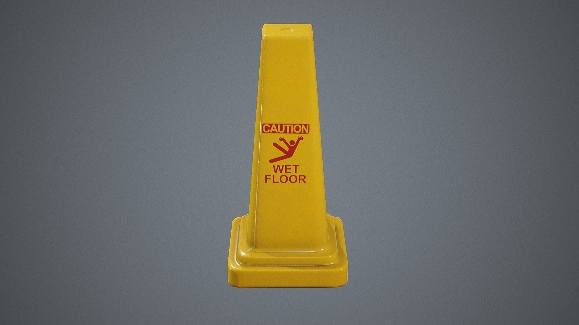 Triangular Wet Floor Sign  Low-poly 3D model_3