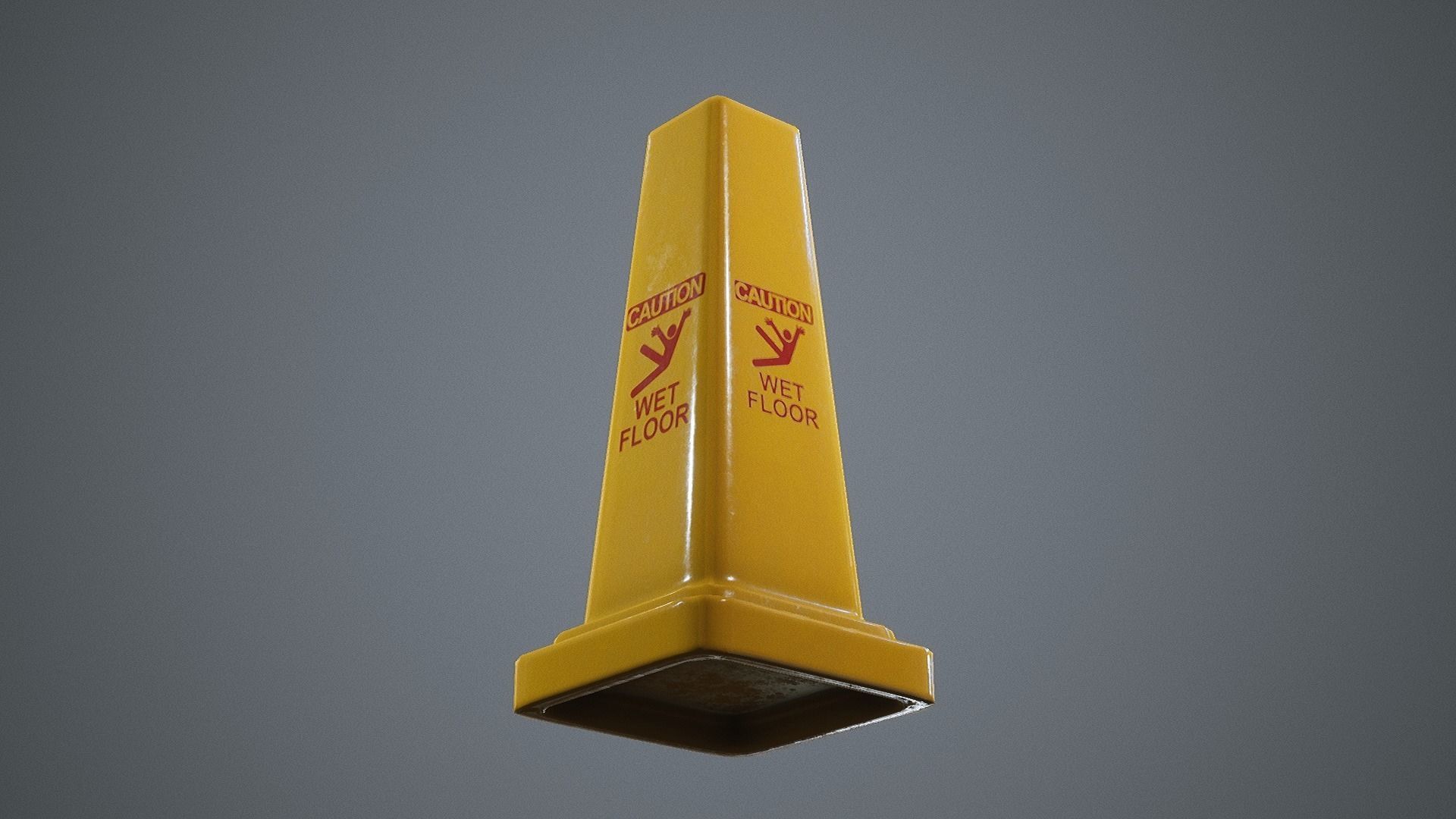 Triangular Wet Floor Sign  Low-poly 3D model_9