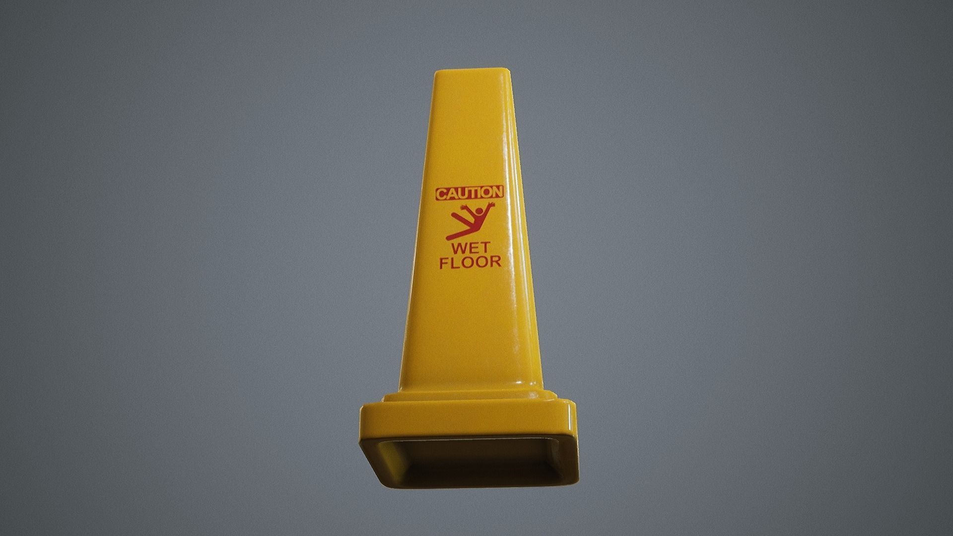 Triangular Wet Floor Sign  Low-poly 3D model_10