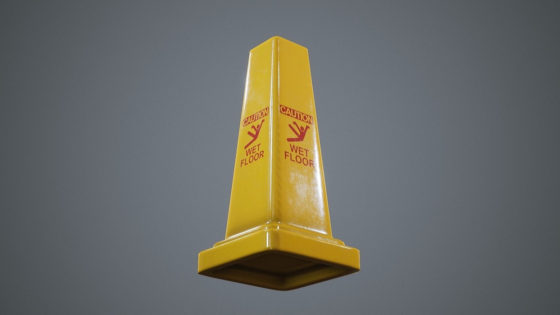 Triangular Wet Floor Sign  Low-poly 3D model_13