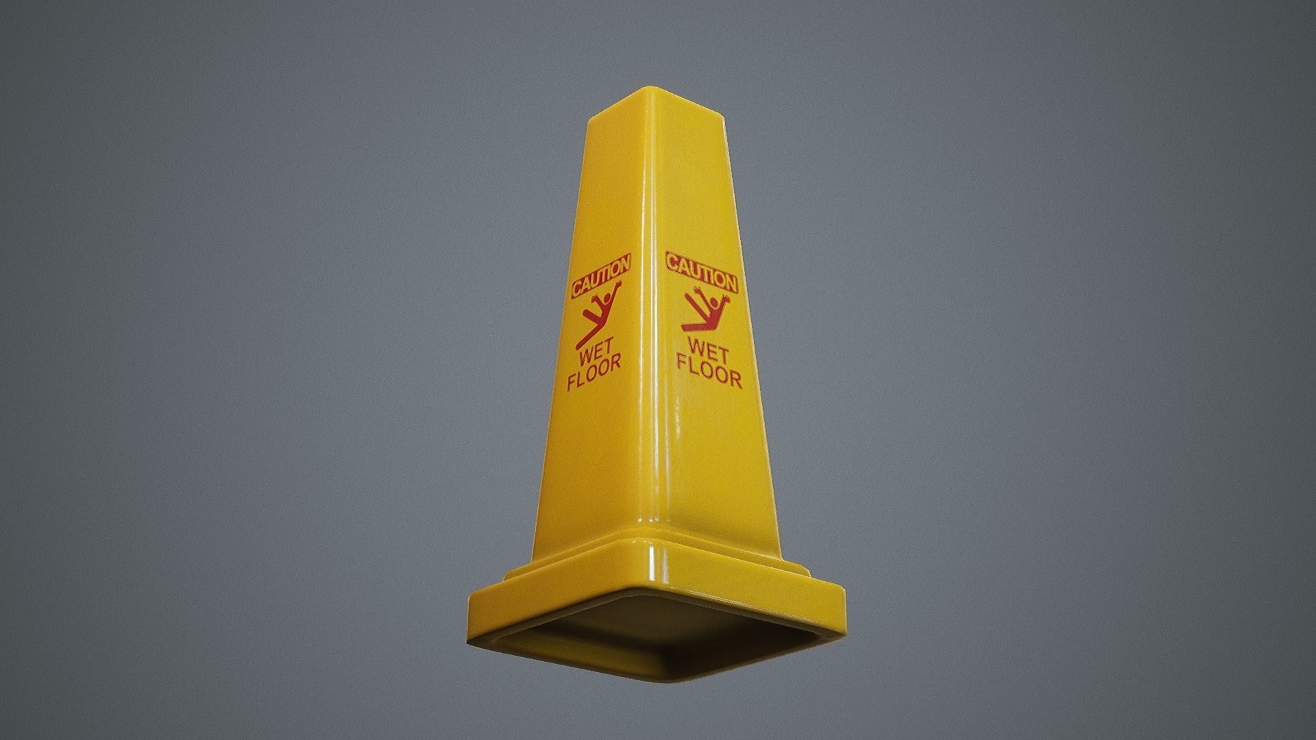 Triangular Wet Floor Sign  Low-poly 3D model_11