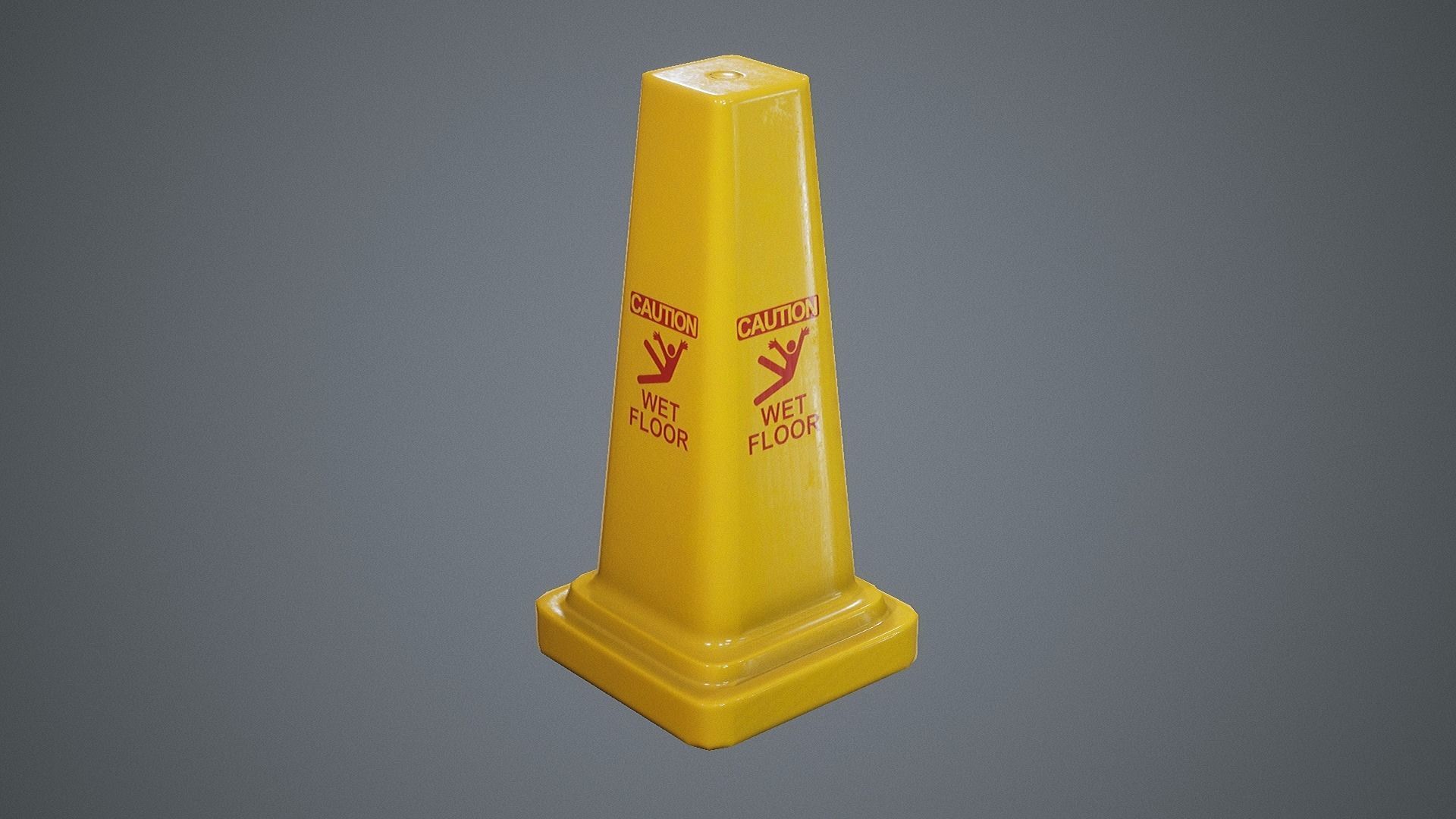 Triangular Wet Floor Sign  Low-poly 3D model_5