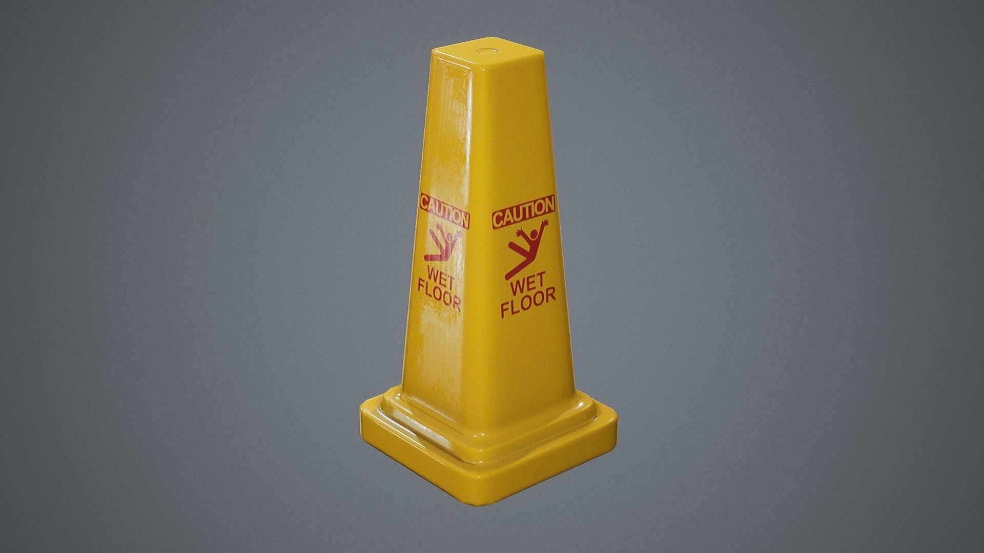Triangular Wet Floor Sign  Low-poly 3D model_7