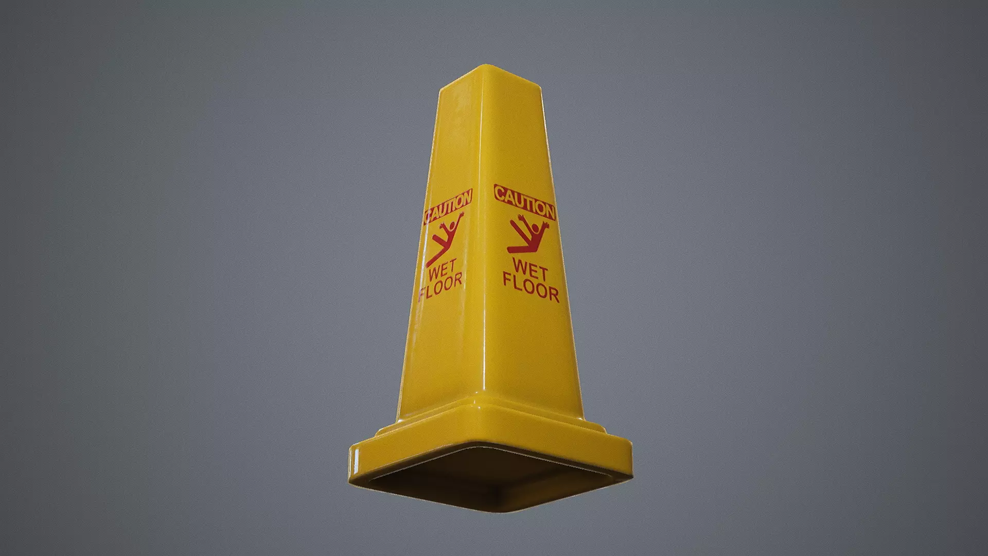 Triangular Wet Floor Sign  Low-poly 3D model_0