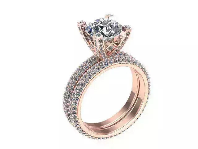 V head rose ring with matching band