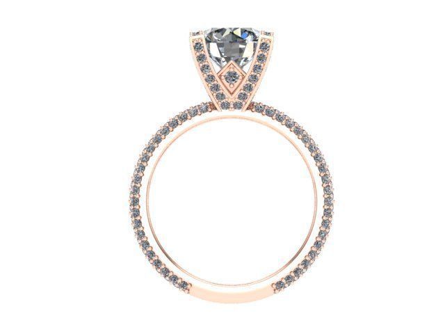 V head rose ring with matching band 3D print model_2