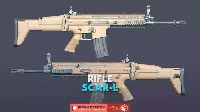 Weapon - FN SCAR-L Low-poly 3D model