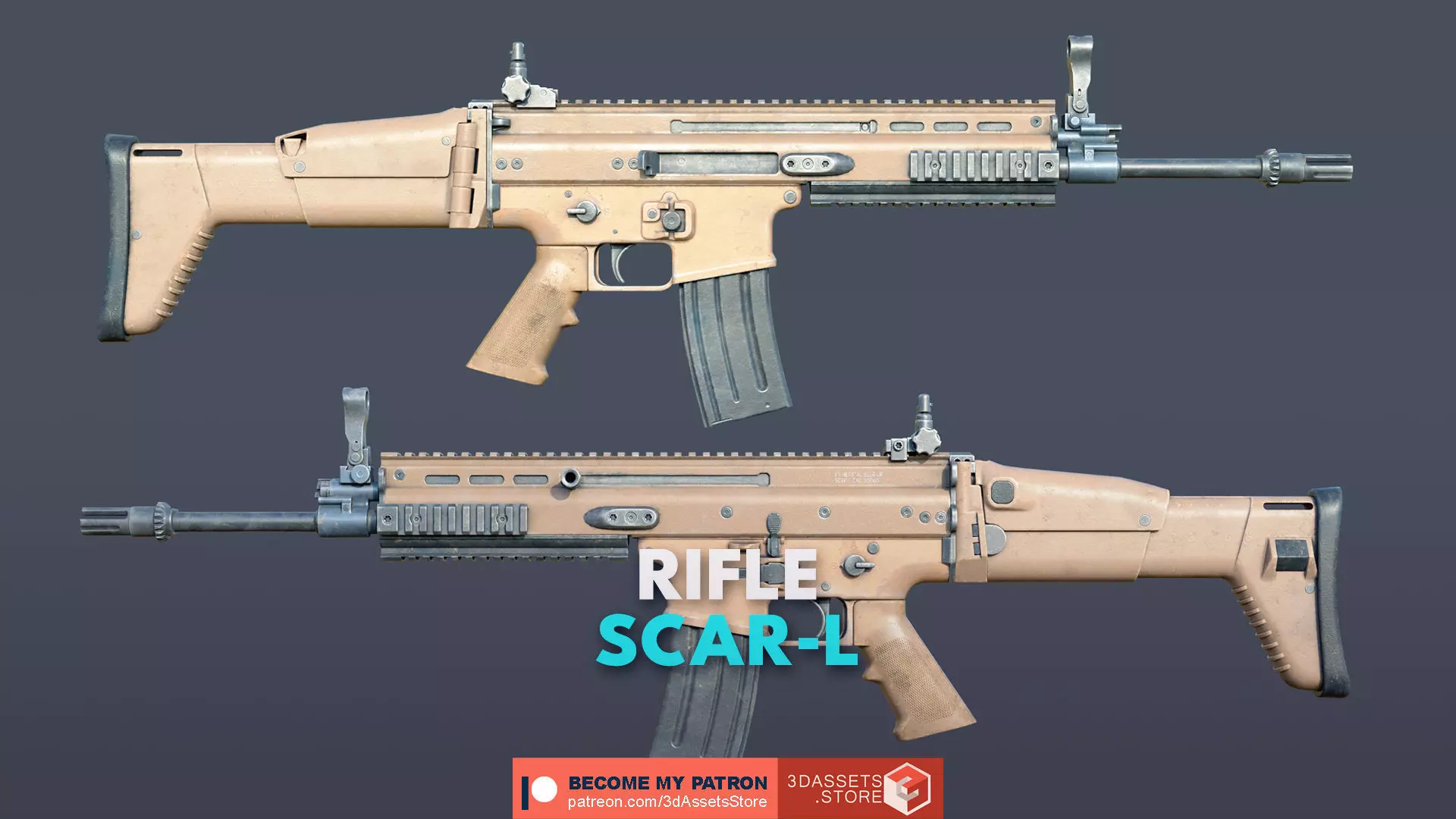 Weapon - FN SCAR-L Low-poly 3D model_0