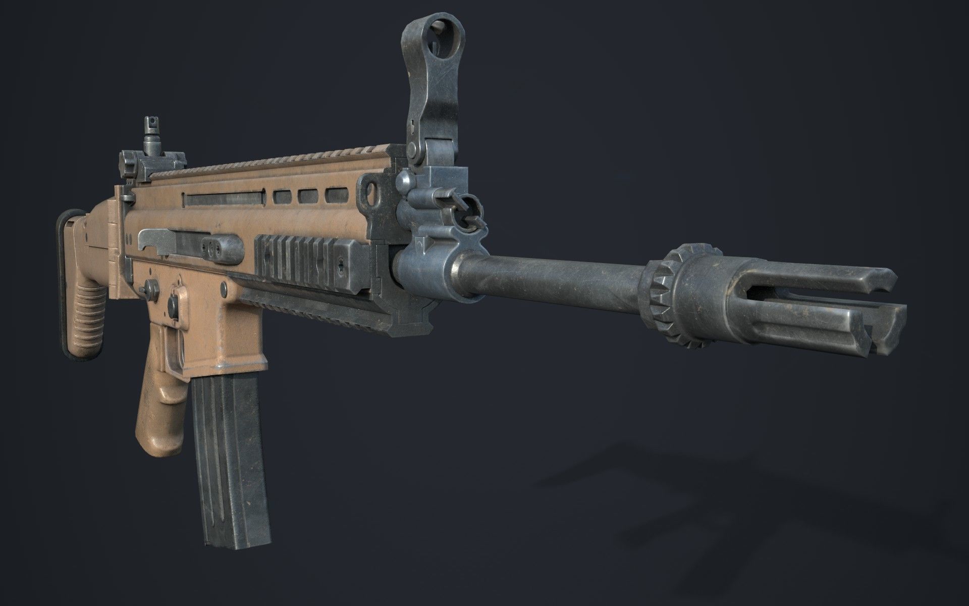 Weapon - FN SCAR-L Low-poly 3D model_14