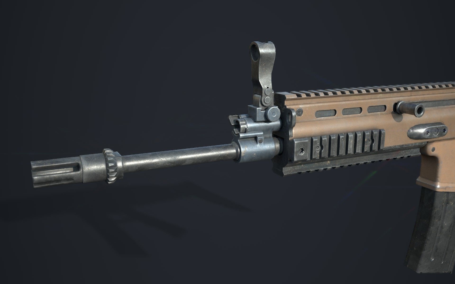 Weapon - FN SCAR-L Low-poly 3D model_6