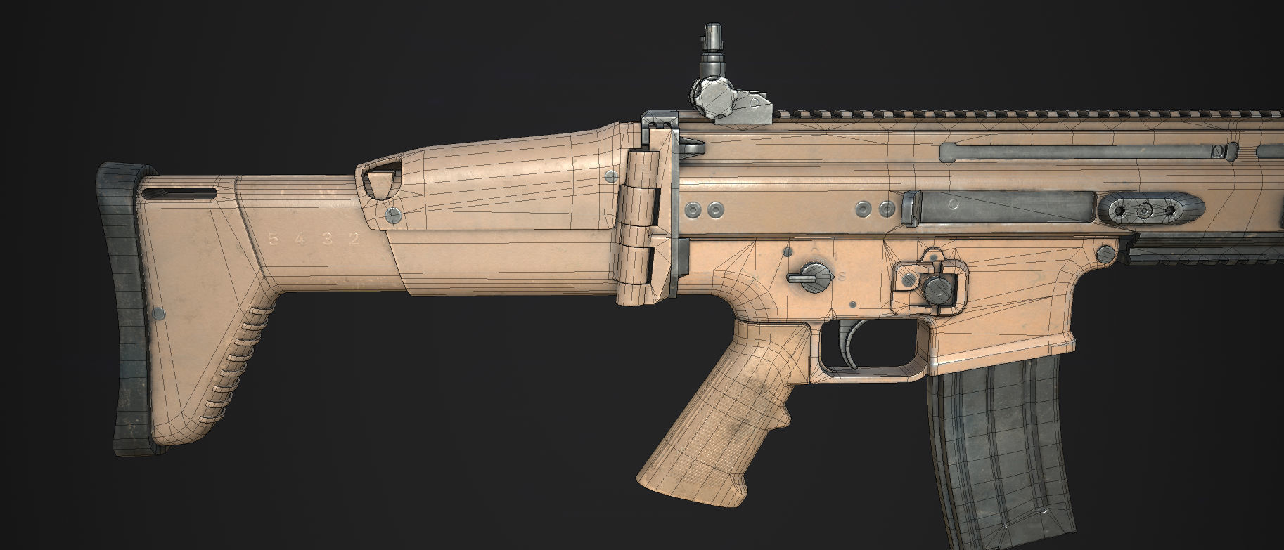 Weapon - FN SCAR-L Low-poly 3D model_27