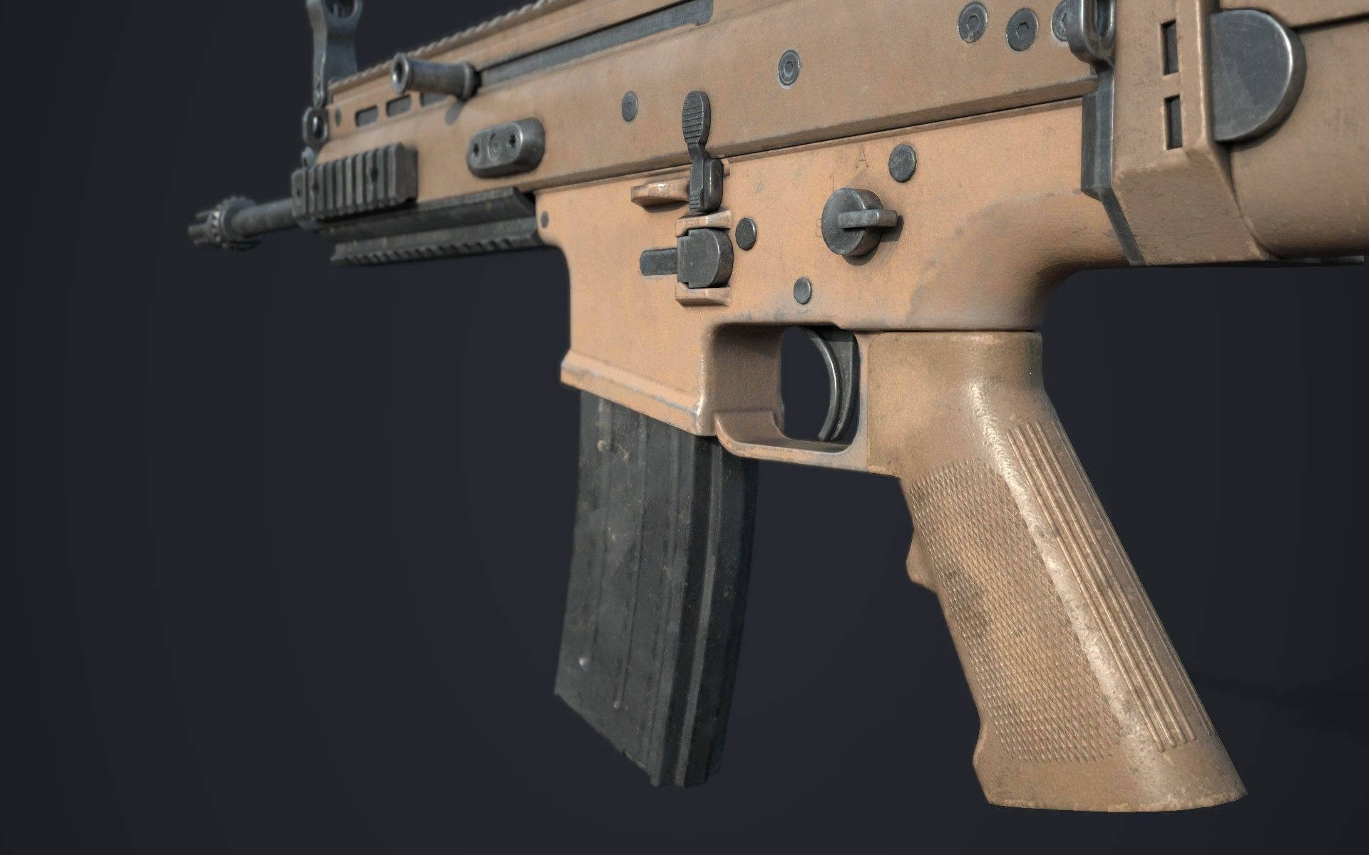 Weapon - FN SCAR-L Low-poly 3D model_5