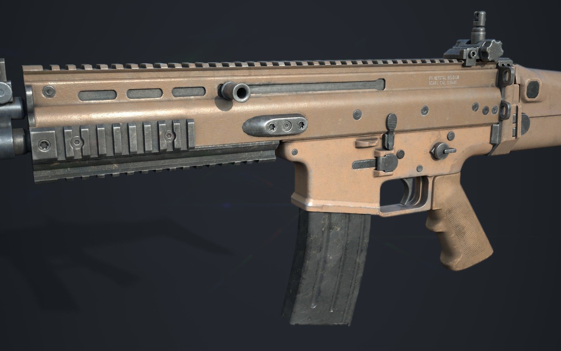 Weapon - FN SCAR-L Low-poly 3D model_7