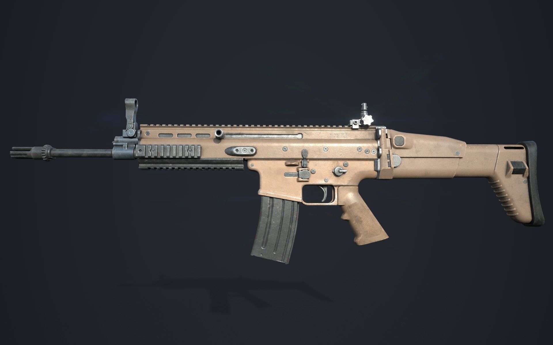 Weapon - FN SCAR-L Low-poly 3D model_2