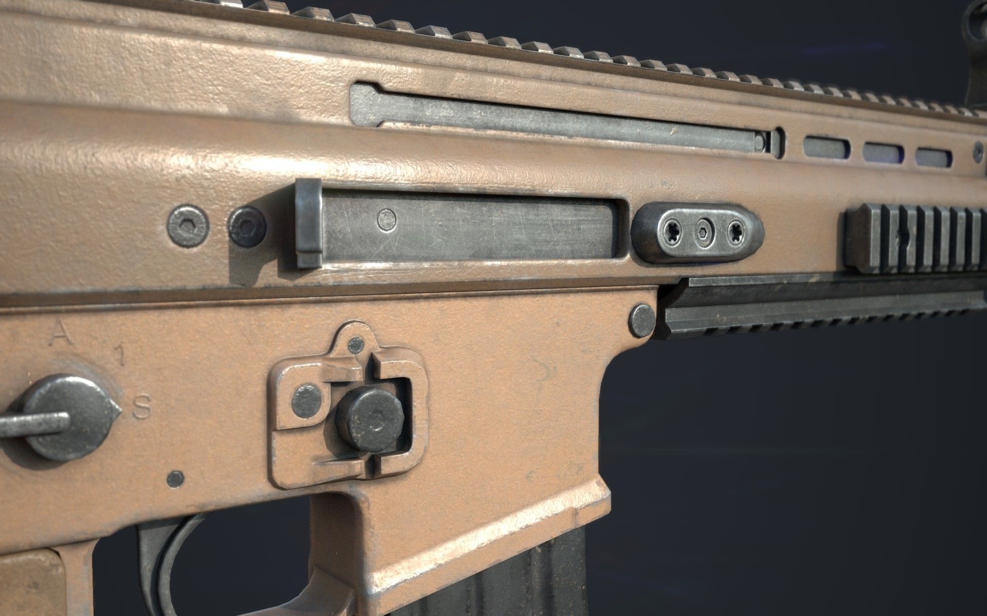 Weapon - FN SCAR-L Low-poly 3D model_11