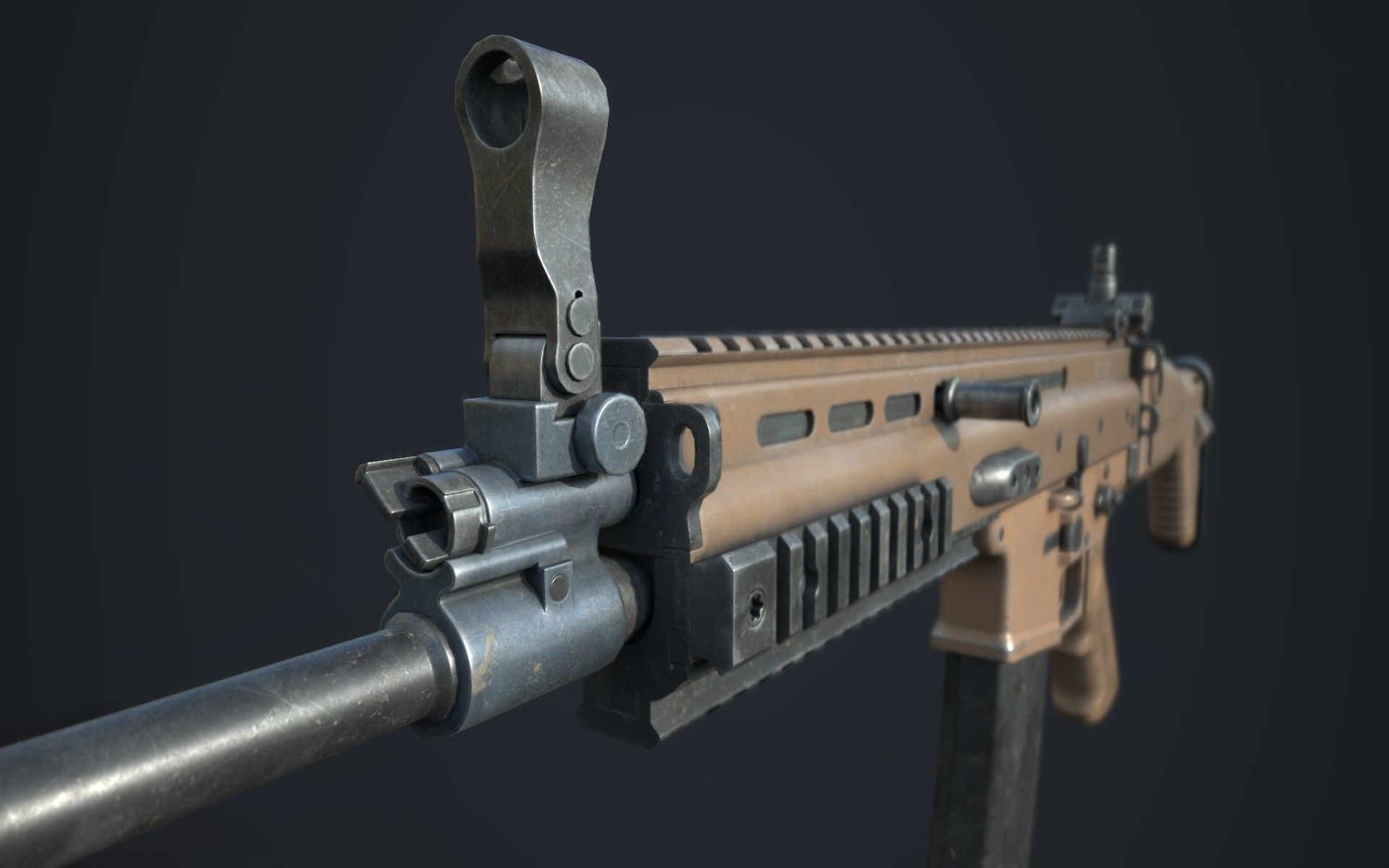 Weapon - FN SCAR-L Low-poly 3D model_4