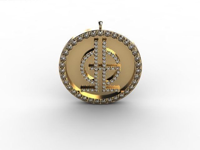 Pendant lgbt coin in gold with diamonds Free 3D print model
