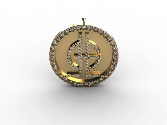 Pendant lgbt coin in gold with diamonds Free 3D print model_0