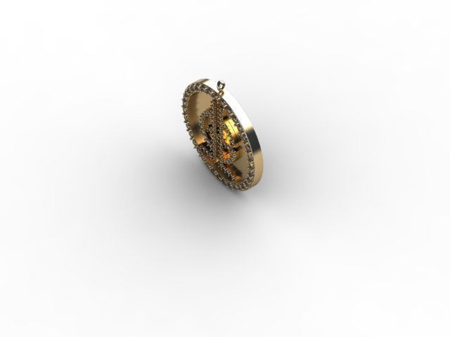 Pendant lgbt coin in gold with diamonds Free 3D print model_2