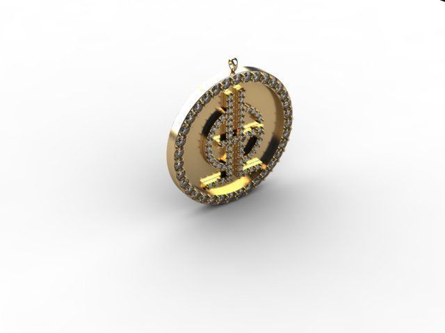 Pendant lgbt coin in gold with diamonds Free 3D print model_1
