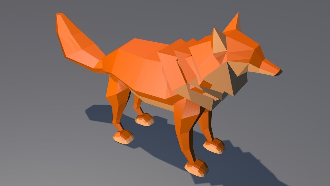 Lowpoly Wolf polygonal fox 3D model_1