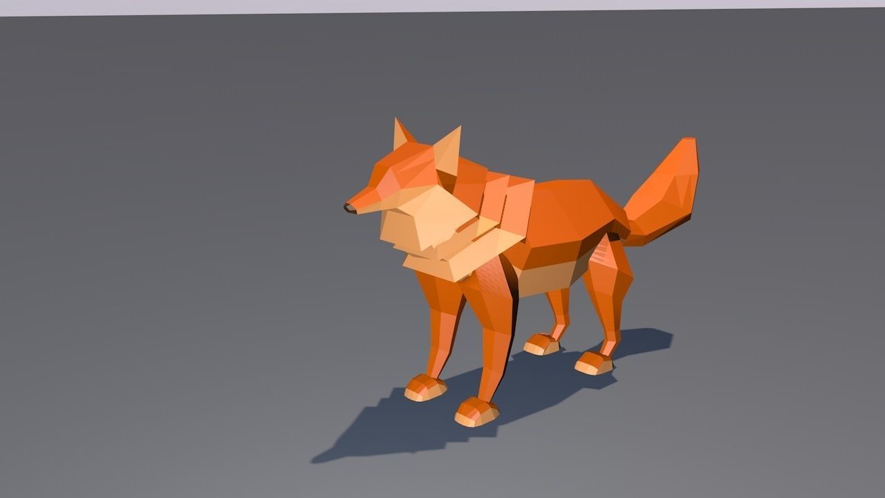 Lowpoly Wolf polygonal fox 3D model_3
