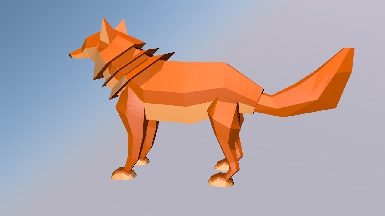 Lowpoly Wolf polygonal fox 3D model_5